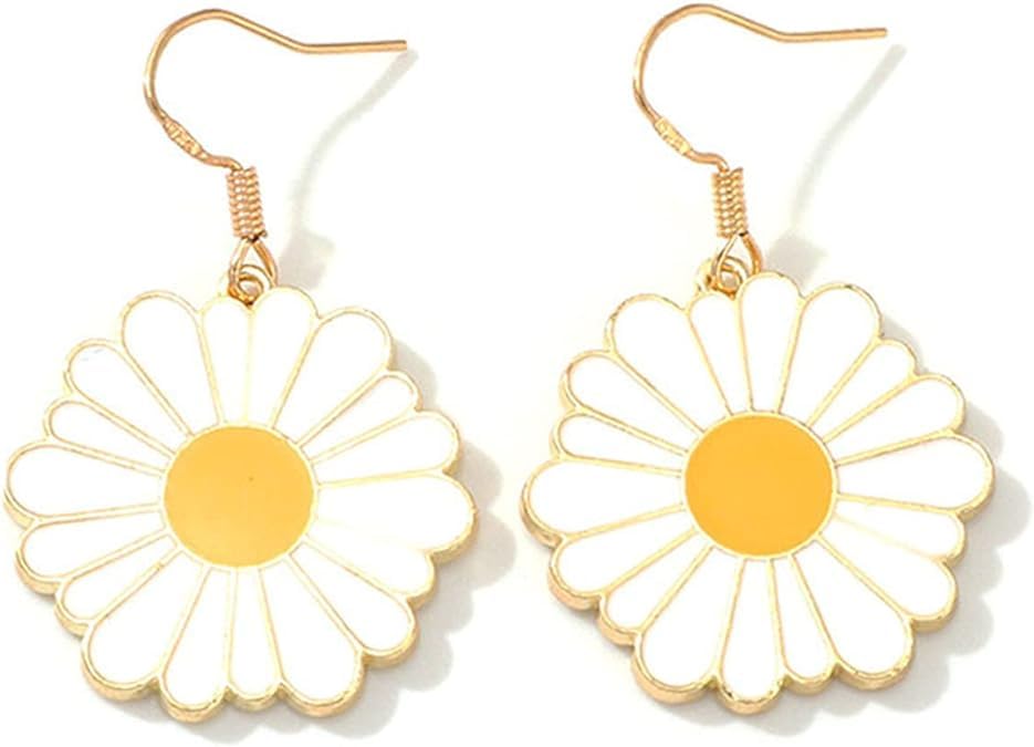 El Regalo 1 Pair Daisy Flower Earrings for Girls & Women- Cute Flower Earrings (Style-7)