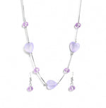 El Regalo 2PCs Crystals Beads Necklace & Earrings Jewelry Set for Kids/Girls & Teens - Shimmering/Matt Crystal Beads Fancy Jewelry Set (Purple Heart)