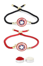 El Regalo 2PCs Super Hero Kids Rakhi set for Brothers- Avenger Adjustable Bracelet Rakhi Set for Bhai with Roli Chawal in Rakhi Gift Box