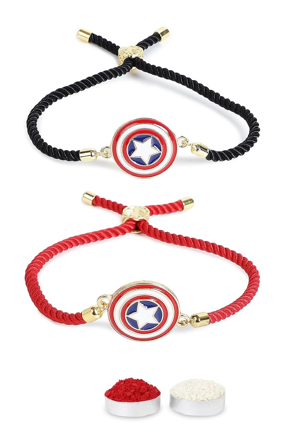 El Regalo 2PCs Super Hero Kids Rakhi set for Brothers- Avenger Adjustable Bracelet Rakhi Set for Bhai with Roli Chawal in Rakhi Gift Box