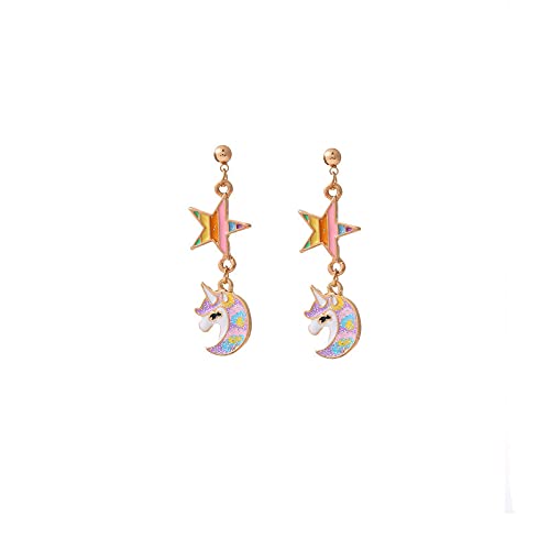 El Regalo 1 Pair Unicorn Fashion Earring for Girls/Kids/Women- Unicorns Enamel Crystal Dangle Earrings for Kids/Girls/Teens & Women (Style-3)
