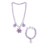 El Regalo Girls Kids Shimmering Beads Bow Shell Princess Necklace & Bracelet Sets- Acrylic Bow Star Beads Princess Necklace Bracelet Jewelry Set for Girls Kids (Option-4)