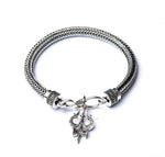 El Regalo Men Bracelet- Brass Trident Charm Bracelet in Antique Silver Finish- Shiva Trishool Bracelet for Boys & Men