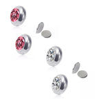El Regalo 2 Pairs Non-Pierced CZ Magnetic Clip-On Unisex Earrings for Men/Women/Girls/Boys - Colorful CZ Fake Crystal Ear Stud Earrings (Pink & White)