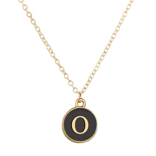 El Regalo Name Initials Personalized Letter Unisex Pendant Necklace- Enameled Name Letter Small Pendant with Stainless Steel Chain (O Letter)