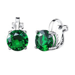 El Regalo Cute & Small Clip-On Earrings for Women & Girls | Non-Piercing Cute CZ Crystal Clip On Studs (Green)
