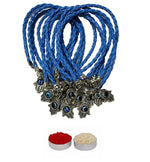El Regalo 5PCs Evil Eye Hamsa Hand Rakhi Combo - Evil Eye Rakhi Set for Brother with Roli Chawal - 5 Lucky Kabbalah Blue Turkish Evil Eye Rakhi for Bhaiya/Bhai/Brother/Nephew (Dark Blue)
