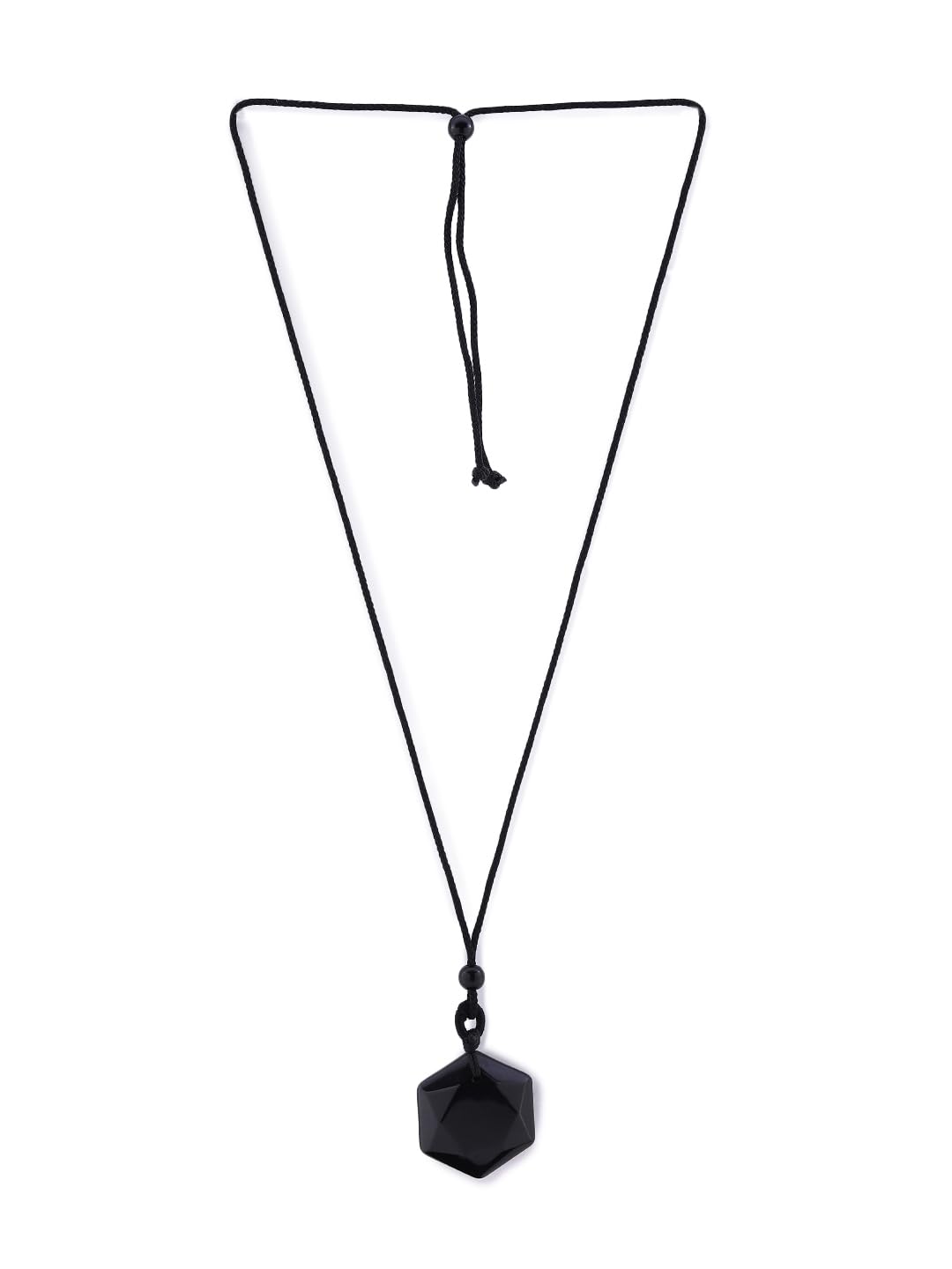 El Regalo Natural Healing Stones Hexagram Pendant Unisex Necklace for Men/Women (Black)