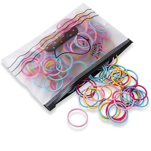 El Regalo 100pcs/pack Simple Rubber Bands- Thin Elastic Hair Ties Seamless 3mm Ponytail Soft & Elastic, No Damage Hair Rubberbands For Kids/Girls/Women (Colorful)