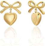El Regalo Women's Stainless Steel Heart Hoop Earrings- Waterproof/Anti-Tarnish Vintage Love Drop Huggie Hoop Earrings For All Day Wear (Golden)