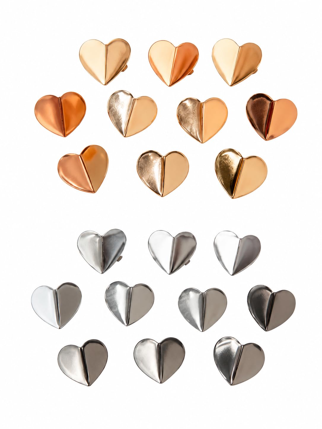 El Regalo 20 Pcs Gold & Silver Heart Small Matte Hair Claw Side Bangs Clips - Mini Hair Styling Tool & Hair Accessories for Women & Girls