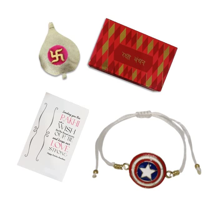 El Regalo Kids Rakhis- beautiful Kids Rakhis for Little Brother/Niece/Nephew Kids Rakhis with Cartoon Characters- for Kids/Babies/Toddlers (Captain America Shield Rakhi)