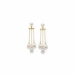 El Regalo Luxury Pearl Drop Tassel Front Back Earrings for Women - Gold Plated Multi-Pearl Dangle Ear Jacket Studs - Elegant White Vintage Earrings