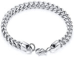 El Regalo Men Bracelets- 6mm Wide Curb Chain Bracelet for Men Women Stainless Steel | Men Jewelry- Gift for Him (Silver)
