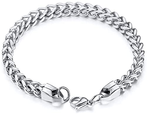 El Regalo Men Bracelets- 6mm Wide Curb Chain Bracelet for Men Women Stainless Steel | Men Jewelry- Gift for Him (Silver)