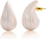 El Regalo's Elegant Teardrop Stud Earrings for Women and Girls | Premium Glaze Enamel Waterdrop Statement Studs | Anti-Tarnish Minimalist Korean Style Modern Jewellery Gift (Vanilla Cream)
