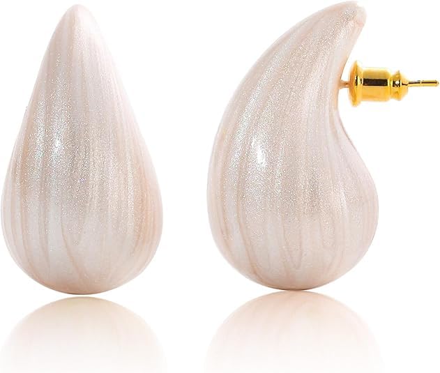 El Regalo's Elegant Teardrop Stud Earrings for Women and Girls | Premium Glaze Enamel Waterdrop Statement Studs | Anti-Tarnish Minimalist Korean Style Modern Jewellery Gift (Vanilla Cream)