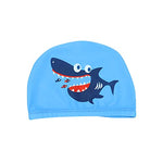 El Regalo 2 PCs Swim Cap Kids/Toddlers, Comfortable Breathable Polyester Fabric Swimming Caps Cute Cartoon Dolphin, Shark, Owl, Mermaid Fairy, Unicorn, Giraffe Swim Caps (Pink Owl & Blue Shark)