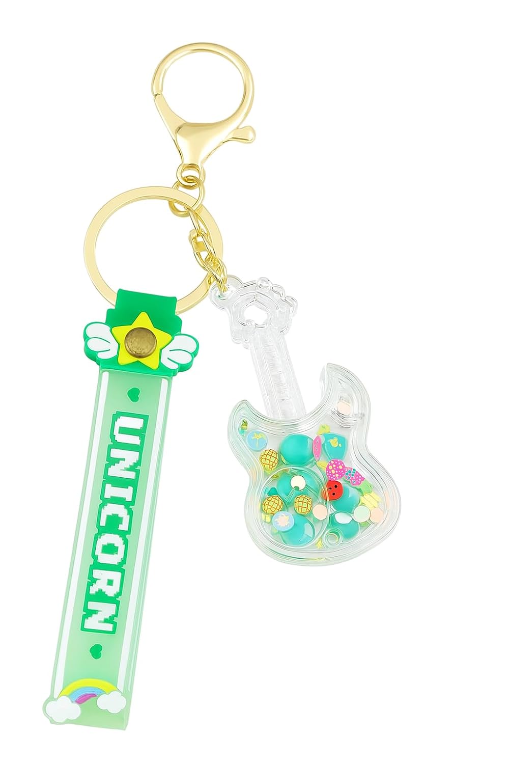 El Regalo 1PC Liquid Filled Keychains for Kids & Teens - Cute Colorful Water Motion Keyrings for Backpack, Purse & Keys - Fun Moving Liquid Design (Style-7)