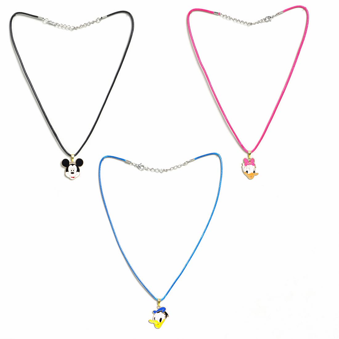 El Regalo 3PCs Cute Cartoon Unisex Pendant Necklaces Combo Set for Girls/Boys/Kids/Teens - Daisy, Conald, Mickey Charms Necklaces Combo
