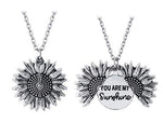 El Regalo "You Are My Sunshine" message Sun Flower Openable Pendant Necklace for Girls & Women (Metallic Silver)- Valentines Day Gift