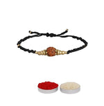 El Regalo Auspicious Rudraksha Rakhi for Brother- Lord Shiva Rudraksha Rakhi with Roli Chawal, Rakhi Message Card in Rakhi Gift Box for Bhai/Nephew (Option-3)