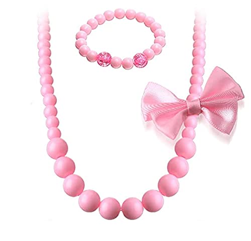 El Regalo Girls Necklace & Bracelet Jewelry Set For Kids Girls (Bow Beads)( Multicolor ) For Girl