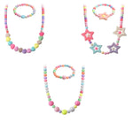 El Regalo 3Pairs Kids Necklace & Bracelet Jewelry Set Combo- Kids Colorful Jewelry Sets | Princess Colorful Acrylic Beads Stretch Necklace Bracelet Set for Kids Baby Toddler Girls (Set Option-4)