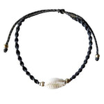El Regalo 1 PC Bohemian Cowrie Beads Shell Adjustable Bracelets cum Anklets for Girls & Women | Macram Jewelry (Gray)