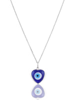 El Regalo Unisex Heart Evil Eye Pendant Necklace for Girls/Boys/Men & Women- Handmade Glass Lamp work Nazar Evil Eye Pendant Necklaces- Valentines Day Gift (Silver Tone Blue Heart with Chain)