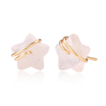 El Regalo Natural Stones Star Stud Earrings- Handcfated Wire Wrapped Celestial Star Earrings for Girls & Women (Pink Rose Quartz)