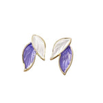 El Regalo Fashion Leaves Stud Earrings For Girls & Women- Minimalist Enamel Leaf Earrings (Purple)