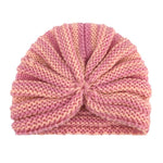 El Regalo 1 PC Baby Winter Knitted Turban Cap- Infant Baby's Headwrap Turban Cap- Baby Winter Turban Hat Warm Knitted Beanie Cap (Peach & Brown Shade)