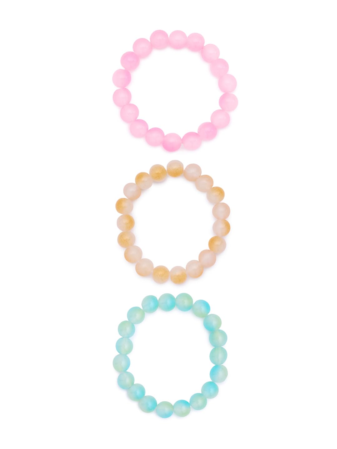 El Regalo 3PCs Beautiful Gradient Glass Beads Bracelets Set for Girls & Women (Color Options-2)