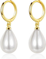 El Regalo Vintage Style Pearl Earrings for Girls & Women | Classic & Elegant | Available in Studs, Hooks, Threaders | Timeless Jewelry (Golden Pearl Hoops)