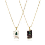 El Regalo 2 PCs Christmas Necklaces Set for Best Friends/Besties - Christmas Jewelry, Xmas Gifts for Kids, Girls, Teens, Women (Merry Xmas Necklaces)