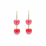 El Regalo Cute Double Cherry Front Back Jacket Earrings for Girls & Women | Glossy Fruit Design Gold-Tone Earrings | Fashion Statement Dangle Earrings for Party & Casual Wear (Translucent Candy Pink)
