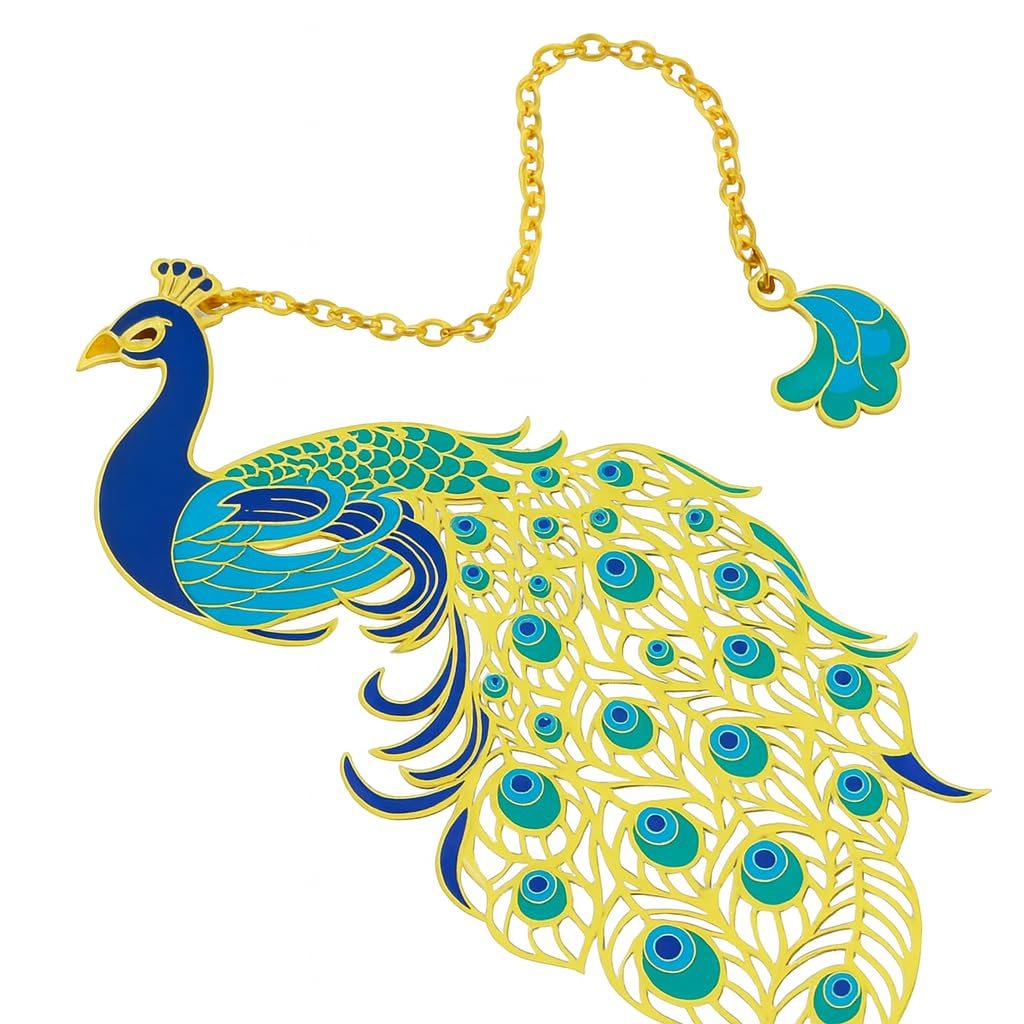 El Regalo Stunning Peacock Bookmark - Colorful Brass Hollow Metal Bookmark | Elegant Page Clip for Readers, Friends, Teachers & Colleagues