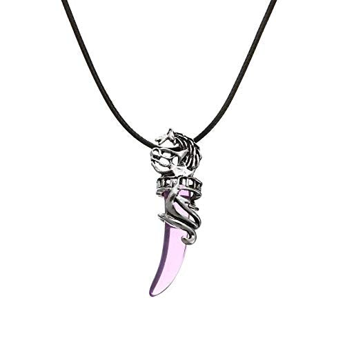 El Regalo Unisex Tooth Pendant Necklaces | Stainless Steel Crystal Pendant Adjustable Black Cord Unisex Necklace for Women & Men (Pink)