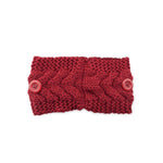 El Regalo 1PC Unisex Knitted Winter Twist Warm Wool Headband with Buttons for Face Mask Cover, Winter Designer Headbands for Unisex (Red)