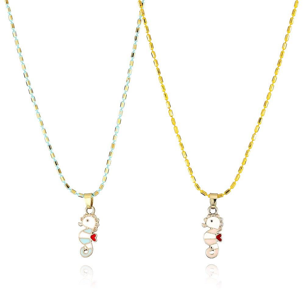El Regalo 2 PCs Cute Best Friend BFF Pendant Colorful Chain Necklaces Set for Kids/Girls/Boys/Besties/Soul Sisters- Enamel Charms Pendant Necklaces Set for 2 (Sea Horse Necklaces)