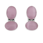 El Regalo 1Pair Cute Oxidized 925 Silver Plated Pearl & Stones Hook Earrings for Girls/Women- Silver Lookalike Handmade Oxidized Brass Hook Traditional Earrings with Stones & Pearls (Pink Studs)