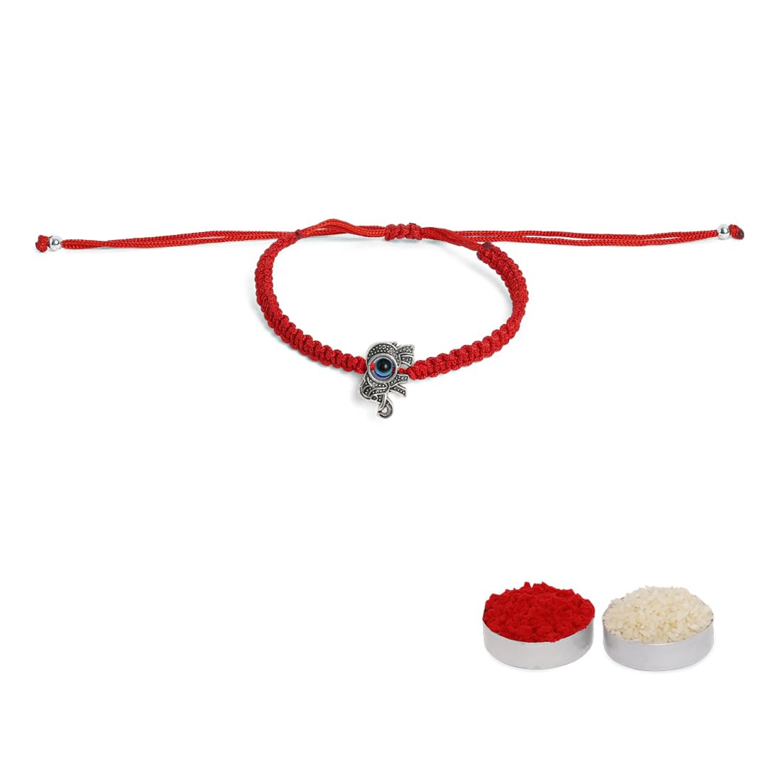 El Regalo 1 PC Red Thread Evil Eye Handmade Rakhi for Brother- Rakhi Gift Box with Evil Eye Rakhi, Shagun Pack & Message Card in Gift Box - Rakhi for Bhai/ Bhabhi/ Bhatija/Bhatiji (Big Elephant Evil Eye)