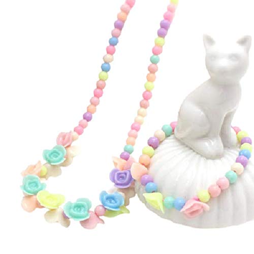El Regalo Girls' Necklace & Bracelet Jewelry Set For Kids & Baby Girls | Safe & Soft for Skin (Flowers)
