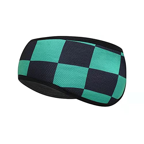 El Regalo 1 PC Ear Warmer Headband, Cozy Fleece Ski Ear Muff Stretch Winter Earmuff Headband Hair Band Running Headband for Girls, Boys, Men & Women (Green Checks)