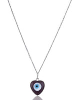 El Regalo Unisex Heart Evil Eye Pendant Necklace for Girls/Boys/Men & Women- Handmade Glass Lamp work Nazar Evil Eye Pendant Necklaces- Valentines Day Gift (Silver Tone Lavender Heart with Chain)