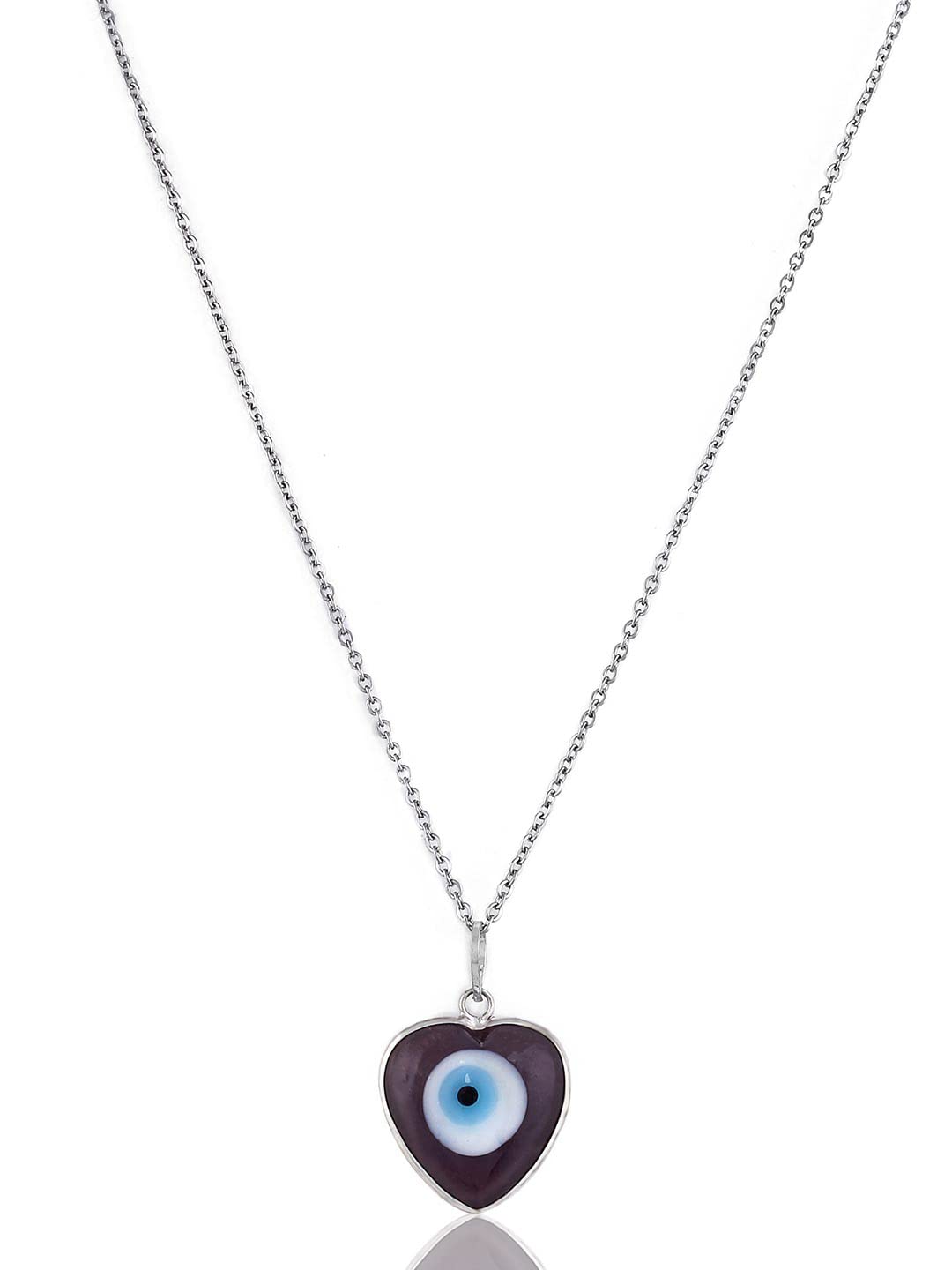 El Regalo Unisex Heart Evil Eye Pendant Necklace for Girls/Boys/Men & Women- Handmade Glass Lamp work Nazar Evil Eye Pendant Necklaces- Valentines Day Gift (Silver Tone Lavender Heart with Chain)