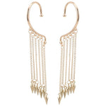 El Regalo Long Tassel Elf Ear Cuff Earrings for Women - Non Piercing Crawler Ear Wrap Bollywood Chandelier Dangle Earrings - Fairy Star & Spike Ear Clips (Spikes Tassel)