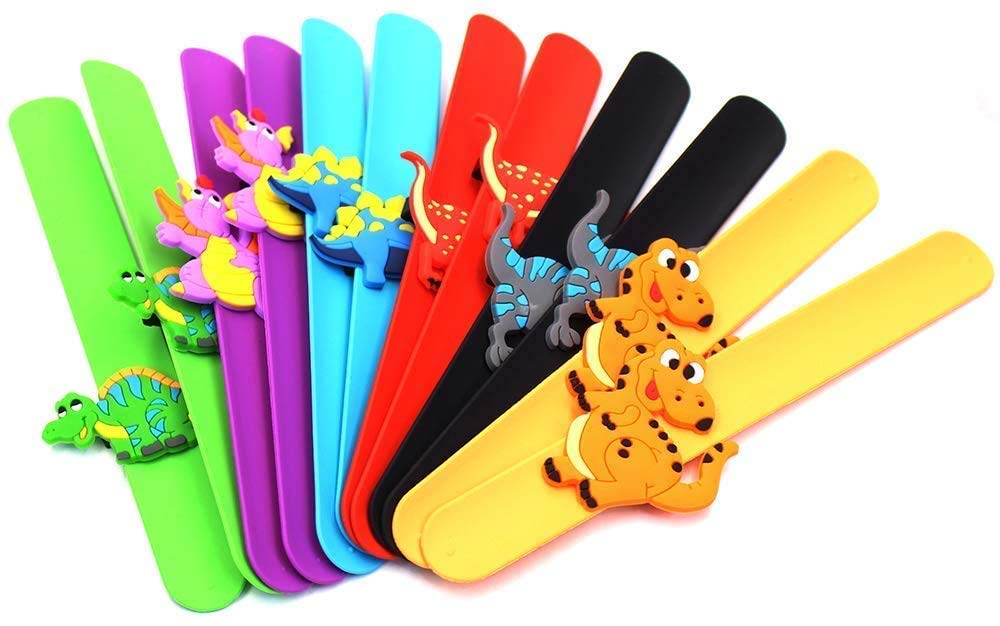 El Regalo 2 PCs Dinosaurs Snap Slap Bands | Dinosaurs Wristband Kids Party Favors Slap Bands for Kids