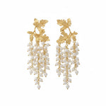 El Regalo Vintage Retro Pearl Tassel Earrings - Exaggerated Pearl Maple Leaf Tassel Earrings for Women & Girls